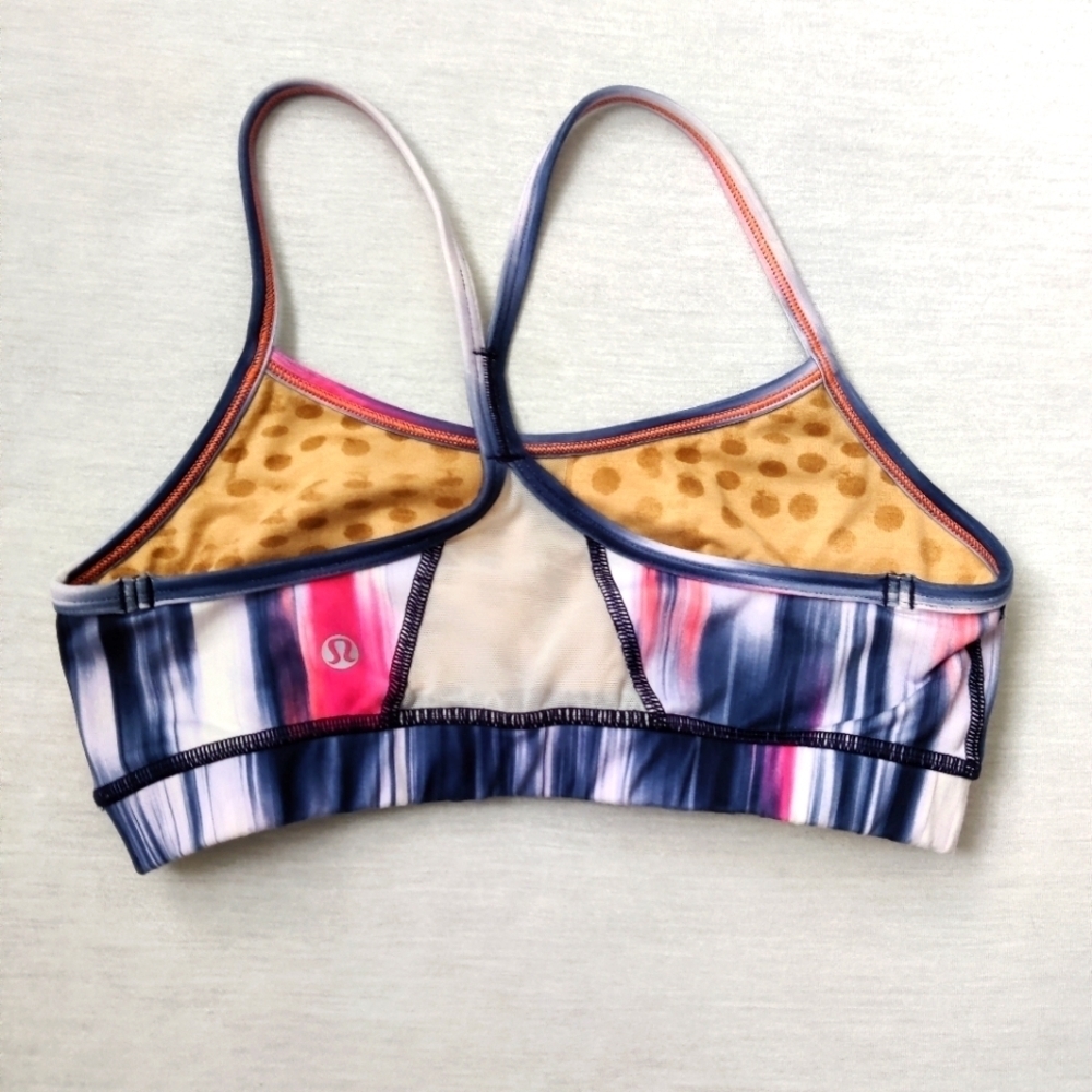 LULULEMON Flow Y Stripe Blue Pink Sports Bra size 6